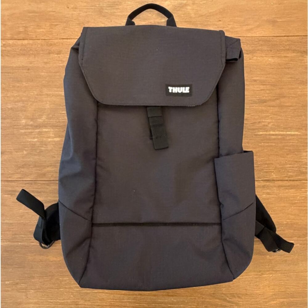 Thule Lithos 16L Black Laptop Backpack Flap Top Commuter School Travel Bag